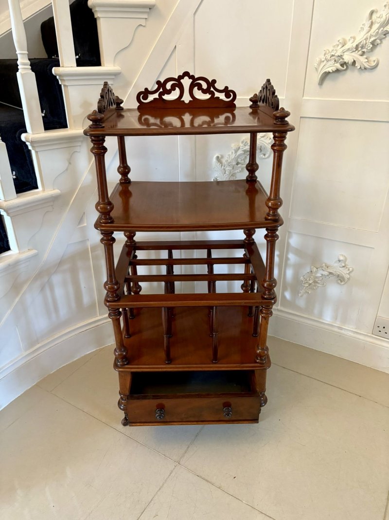 Antique Victorian Quality Mahogany Free Standing Canterbury Whatnot - Image 3